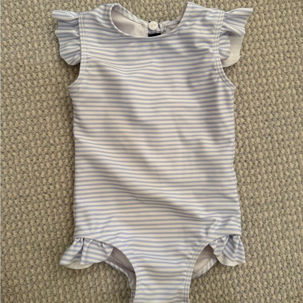 Striped Blue and White Kids One Piece